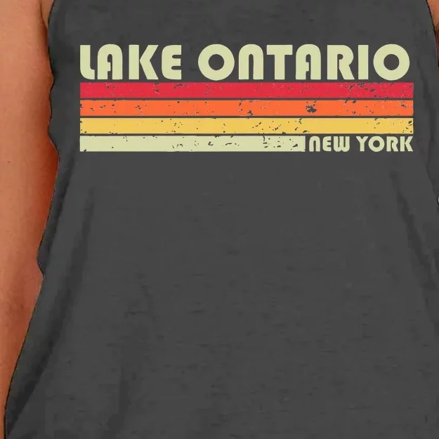 Lake Ontario New York Funny Fishing Camping Summer Women's Knotted Racerback Tank