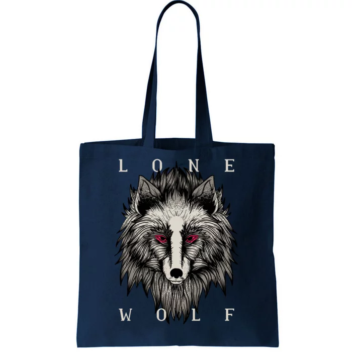 Lone Wolf Red Eyes Tote Bag