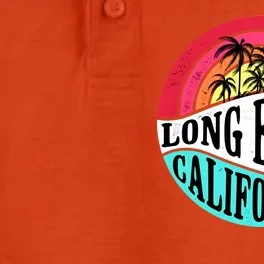 Long Beach California Retro Circle Dry Zone Grid Performance Polo