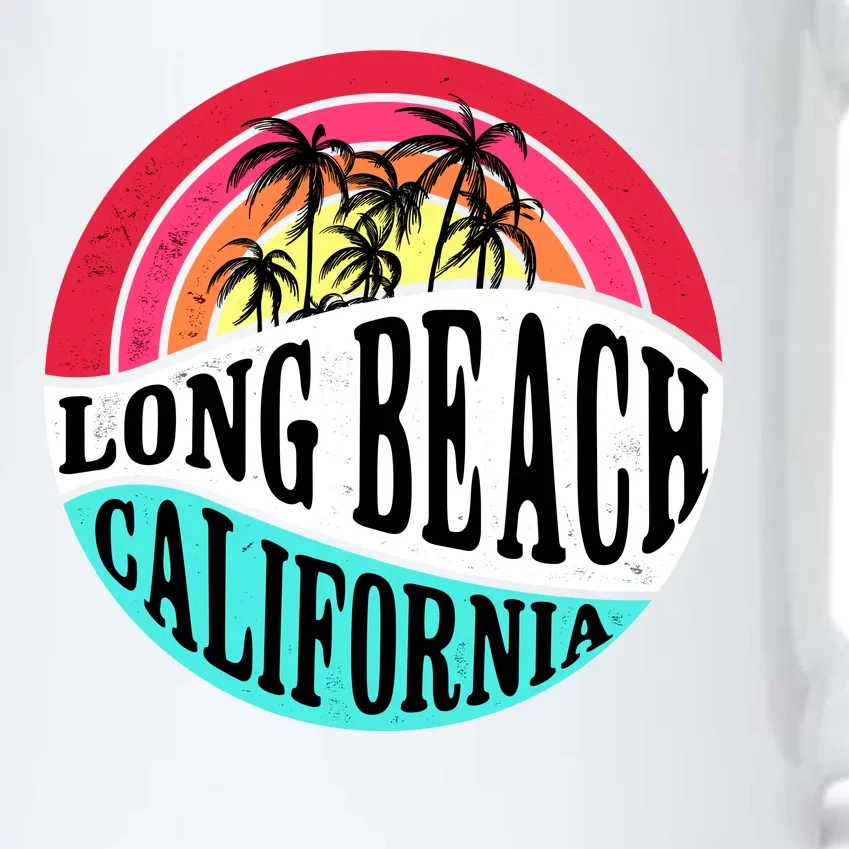 Long Beach California Retro Circle Black Color Changing Mug