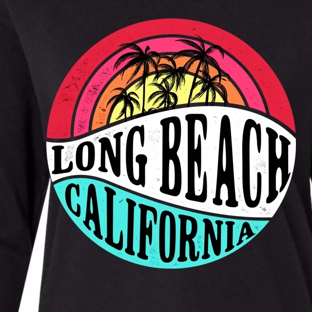 Long Beach California Retro Circle Womens Cotton Relaxed Long Sleeve T-Shirt