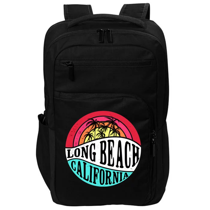 Long Beach California Retro Circle Impact Tech Backpack