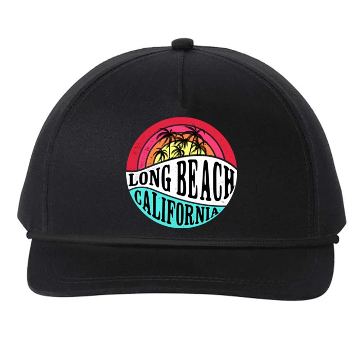 Long Beach California Retro Circle Snapback Five-Panel Rope Hat