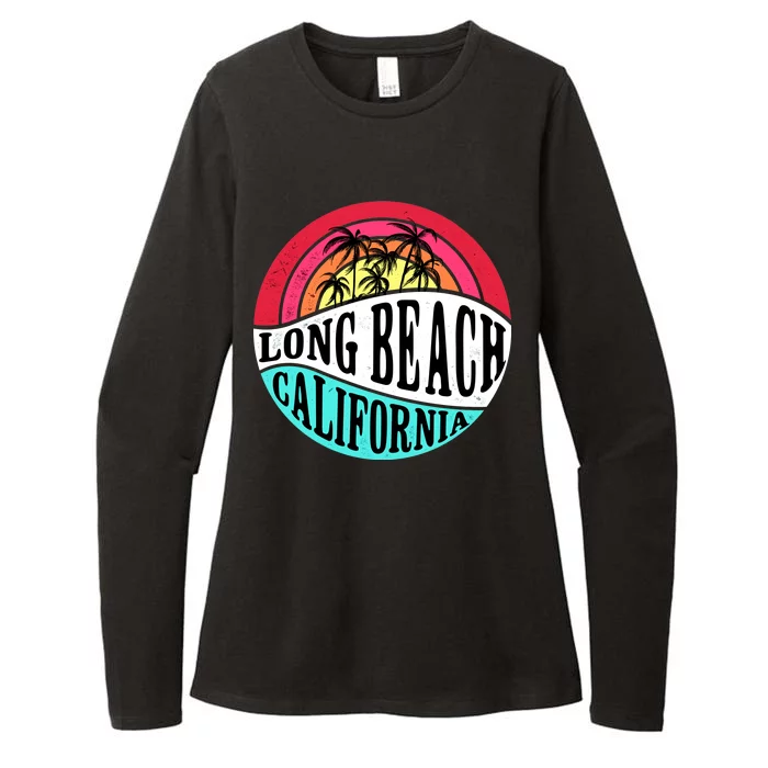 Long Beach California Retro Circle Womens CVC Long Sleeve Shirt