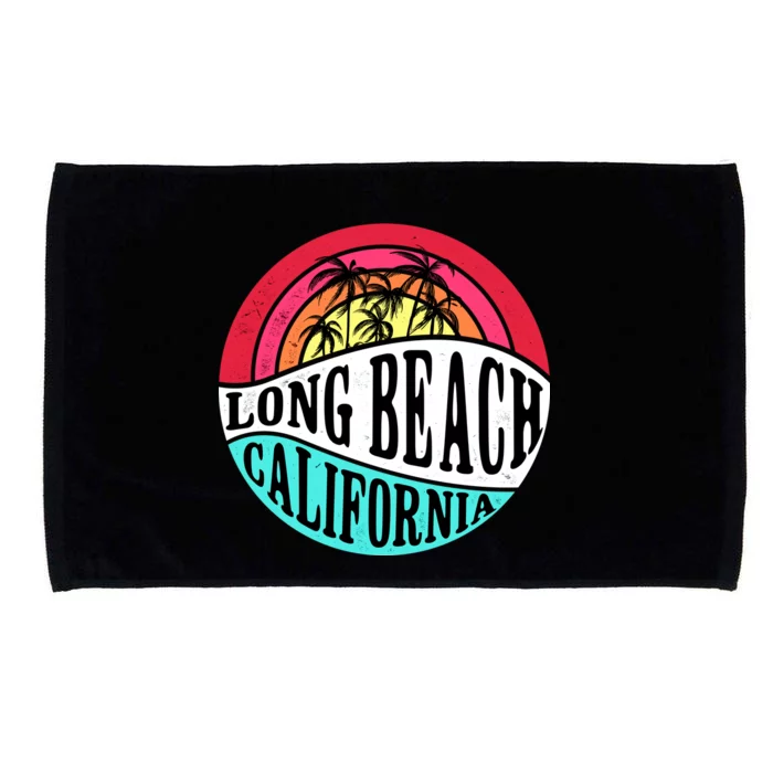 Long Beach California Retro Circle Microfiber Hand Towel