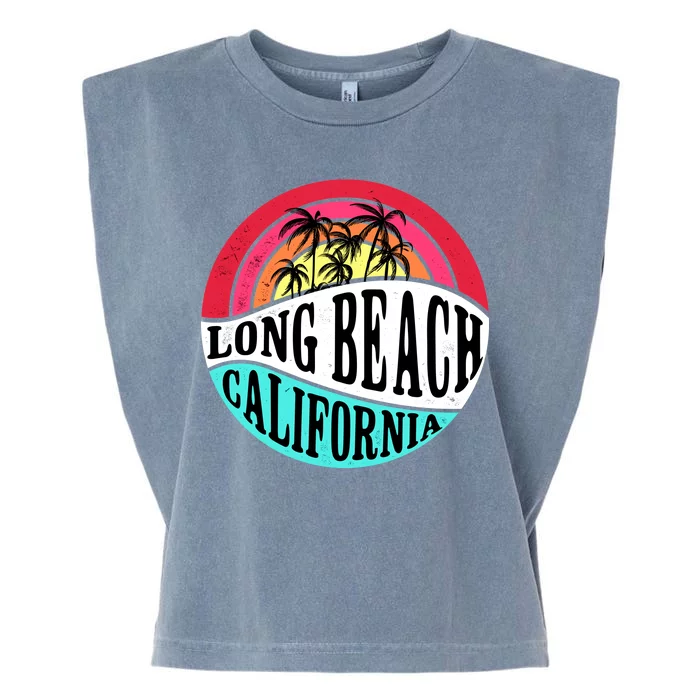 Long Beach California Retro Circle Garment-Dyed Women's Muscle Tee