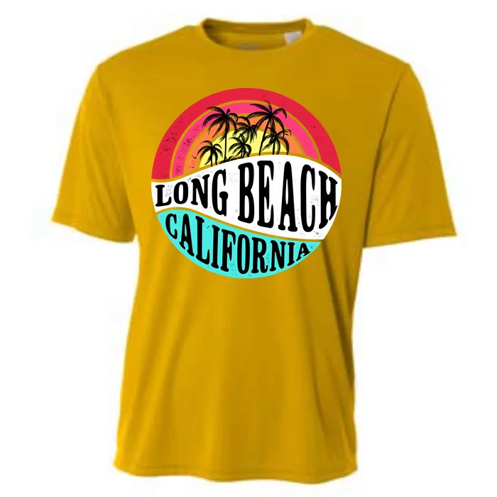 Long Beach California Retro Circle Cooling Performance Crew T-Shirt