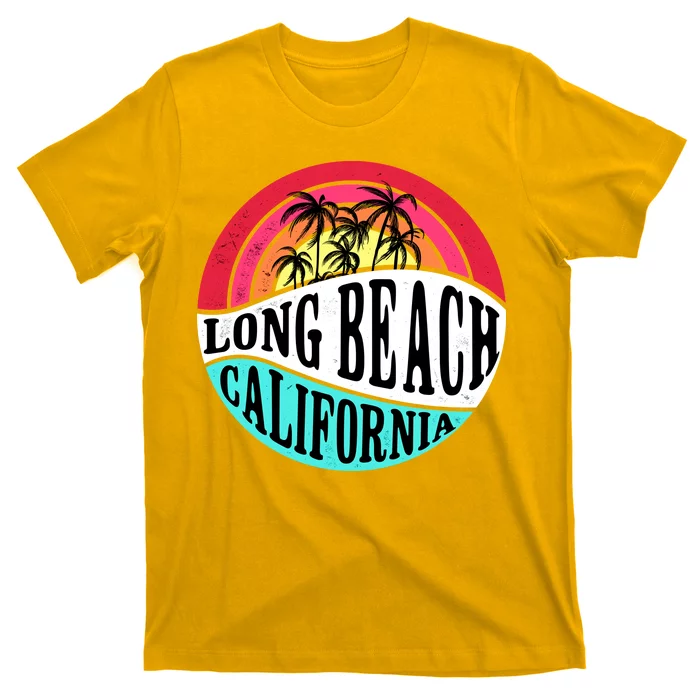 Long Beach California Retro Circle T Shirt TeeShirtPalace