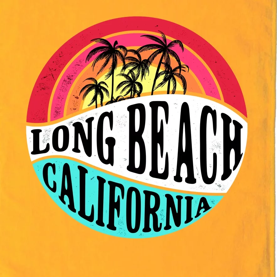 Long Beach California Retro Circle Platinum Collection Golf Towel