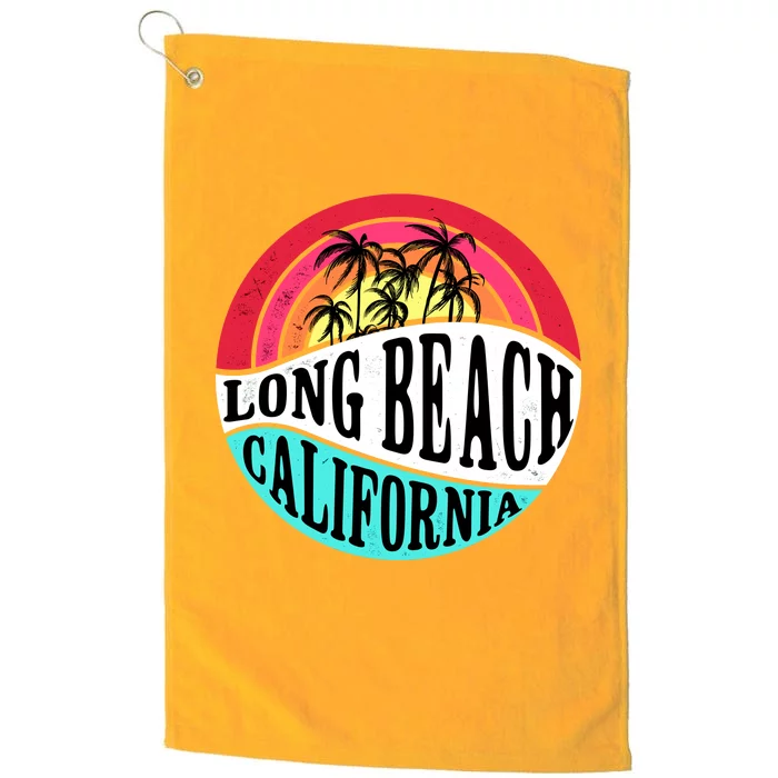 Long Beach California Retro Circle Platinum Collection Golf Towel