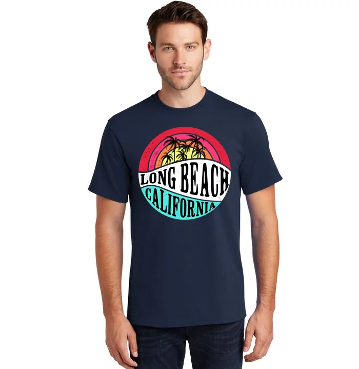 Long Beach California Retro Circle Tall T-Shirt