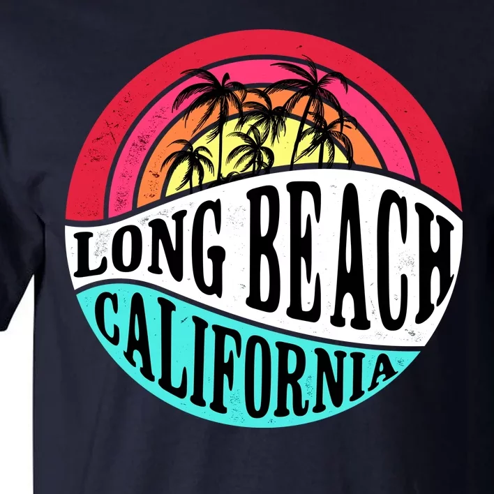 Long Beach California Retro Circle Tall T-Shirt