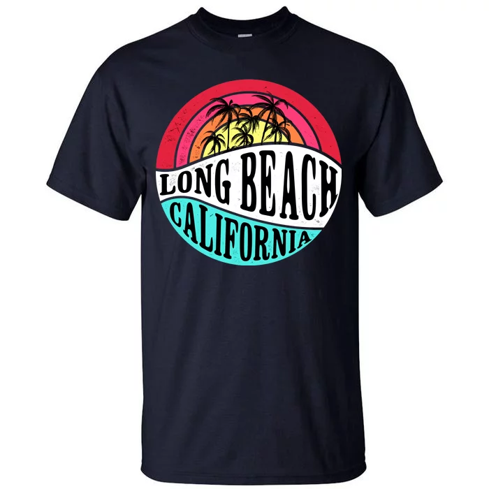 Long Beach California Retro Circle Tall T-Shirt