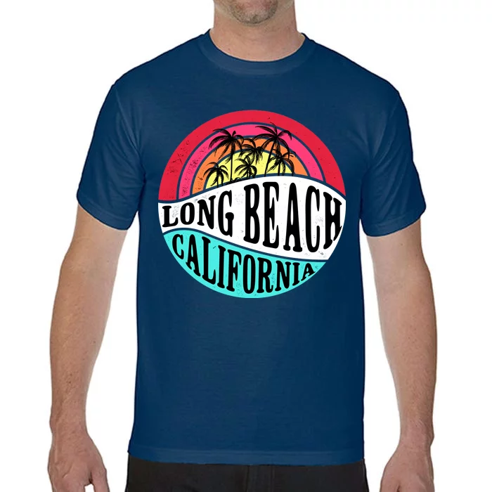 Long Beach California Retro Circle Comfort Colors T-Shirt