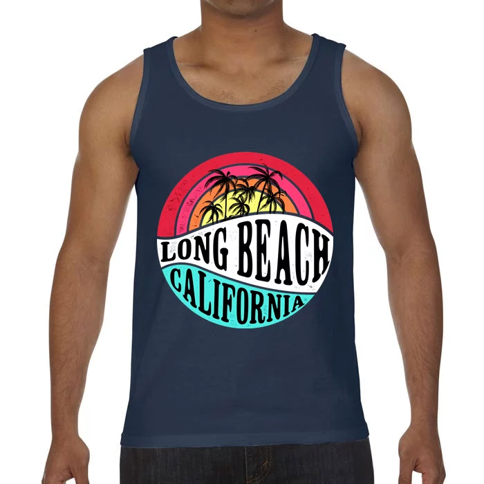 Long Beach California Retro Circle Comfort Colors® Tank Top