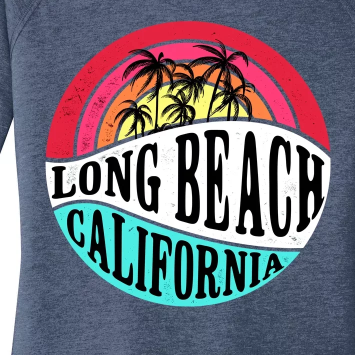 Long Beach California Retro Circle Women's Perfect Tri Tunic Long Sleeve Shirt