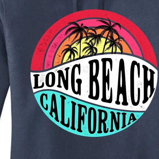 Long Beach California Retro Circle Women's Pullover Hoodie