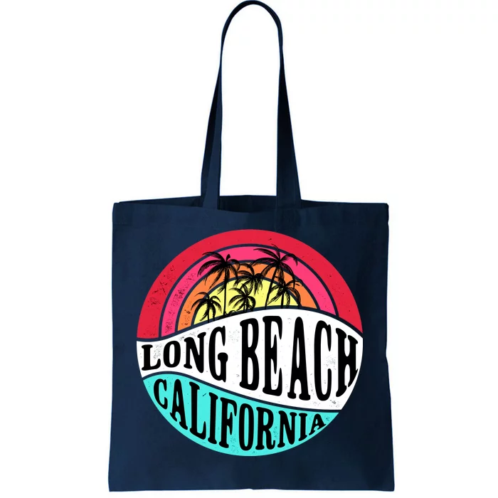 Long Beach California Retro Circle Tote Bag