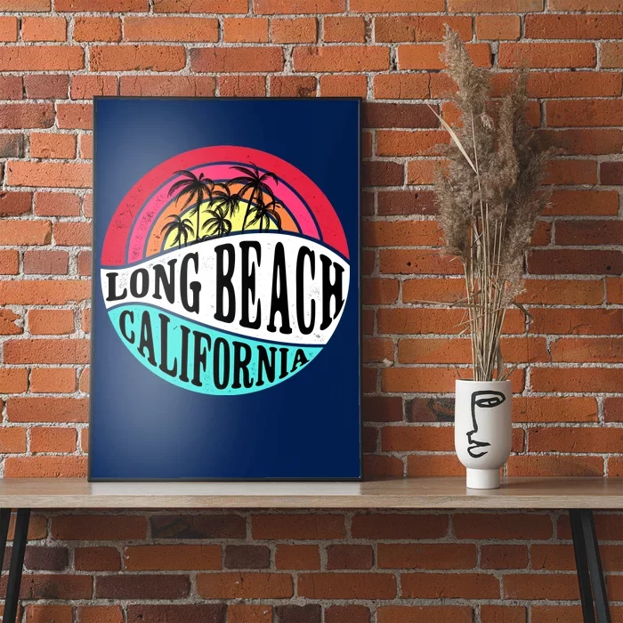 Long Beach California Retro Circle Poster