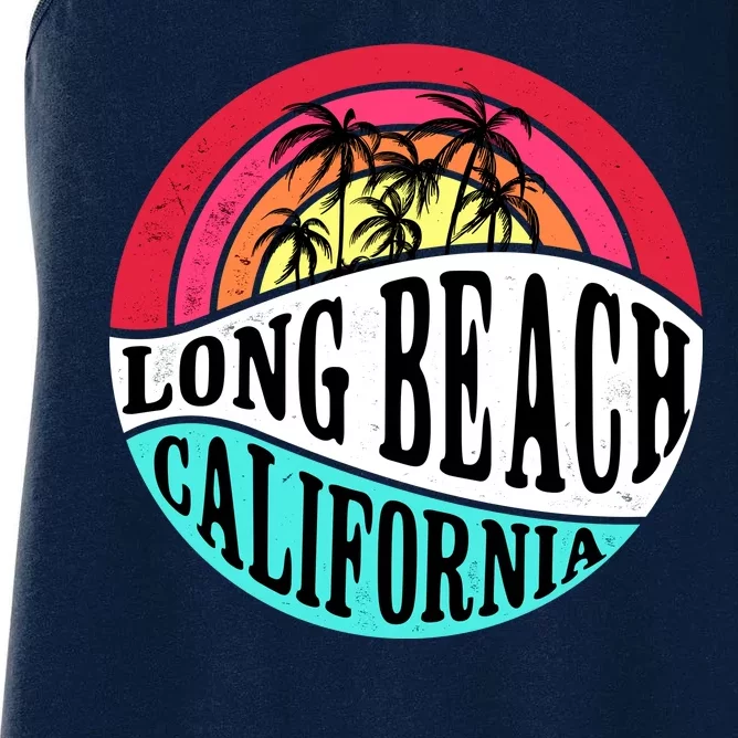 Long Beach California Retro Circle Women's Racerback Tank