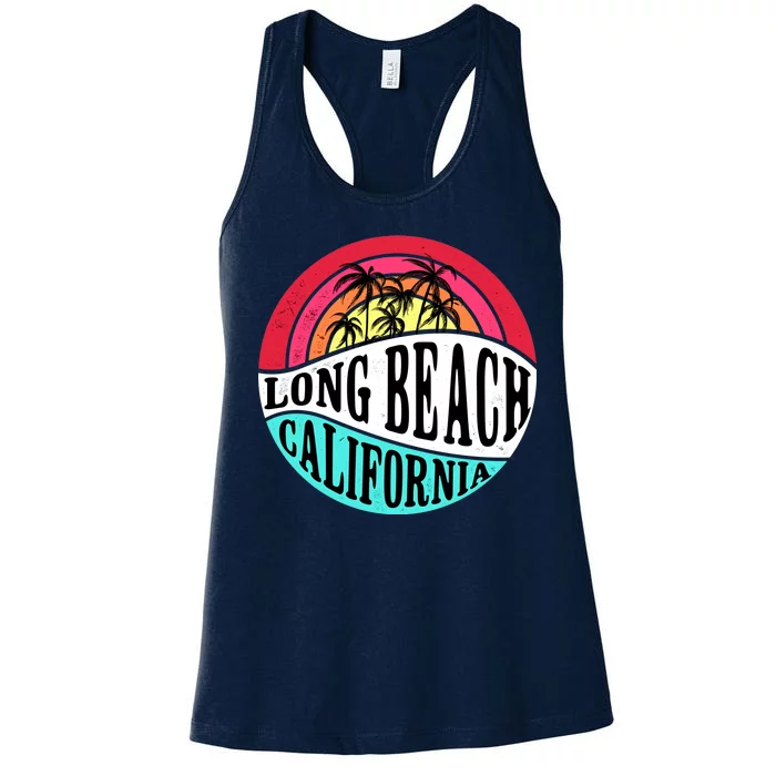 Long Beach California Retro Circle Women's Racerback Tank