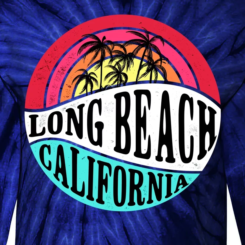 Long Beach California Retro Circle Tie-Dye Long Sleeve Shirt