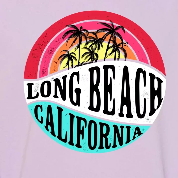 Long Beach California Retro Circle Garment-Dyed Sweatshirt