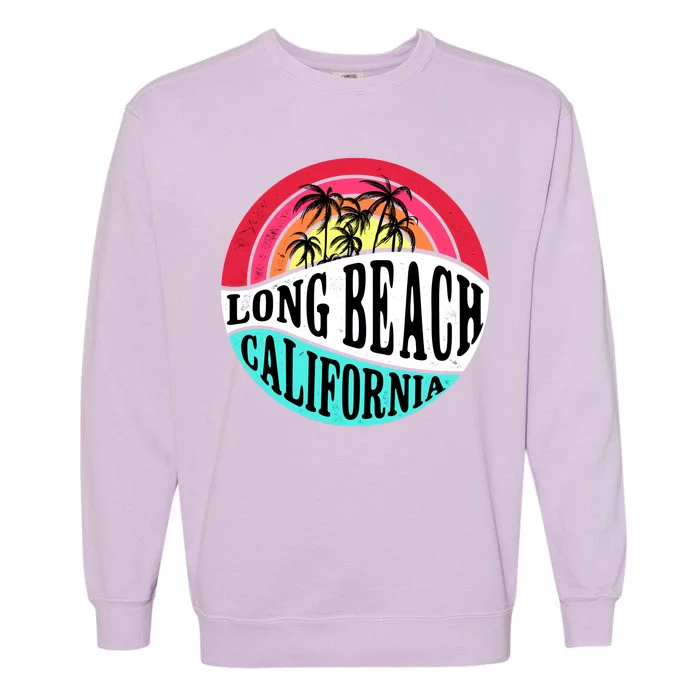 Long Beach California Retro Circle Garment-Dyed Sweatshirt