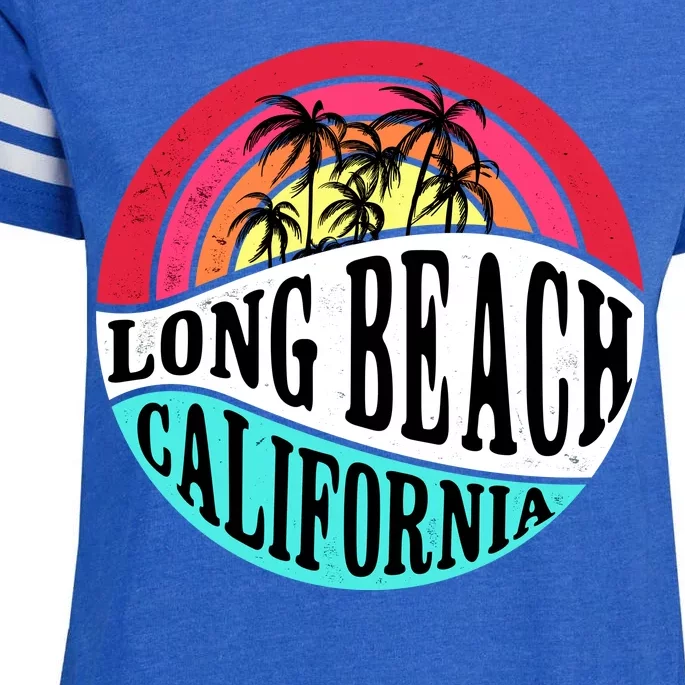 Long Beach California Retro Circle Enza Ladies Jersey Football T-Shirt