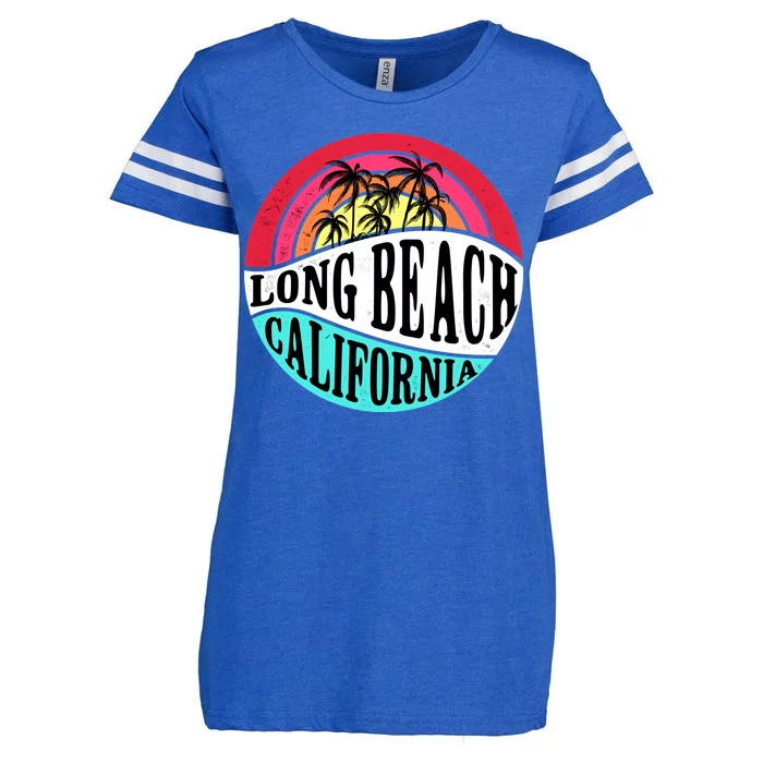 Long Beach California Retro Circle Enza Ladies Jersey Football T-Shirt