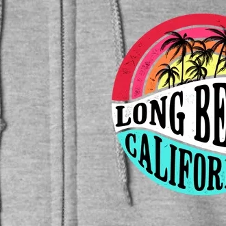 Long Beach California Retro Circle Full Zip Hoodie