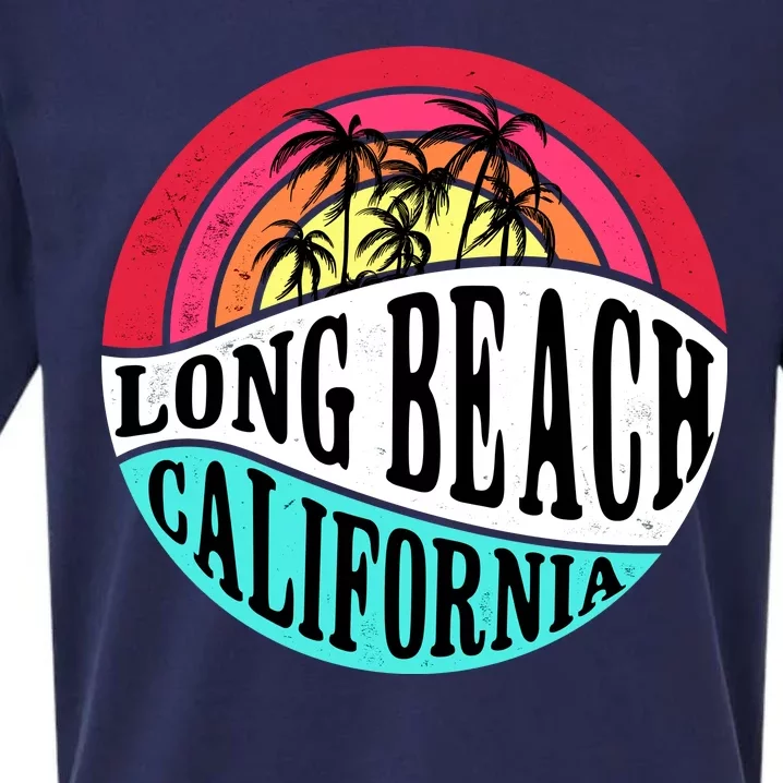 Long Beach California Retro Circle Sueded Cloud Jersey T-Shirt