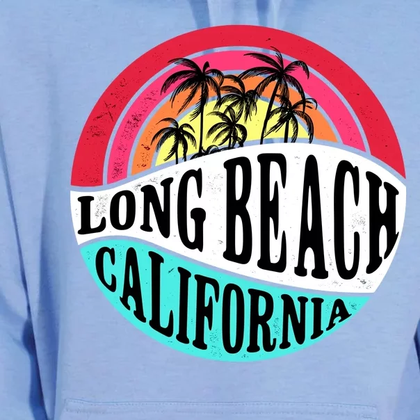 Long Beach California Retro Circle Unisex Surf Hoodie