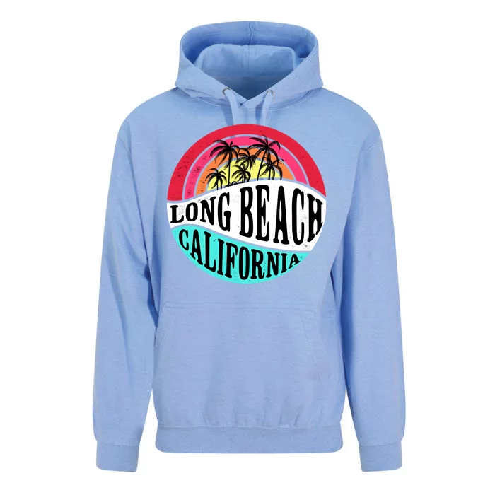 Long Beach California Retro Circle Unisex Surf Hoodie