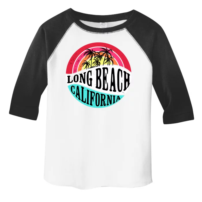 Long Beach California Retro Circle Toddler Fine Jersey T-Shirt