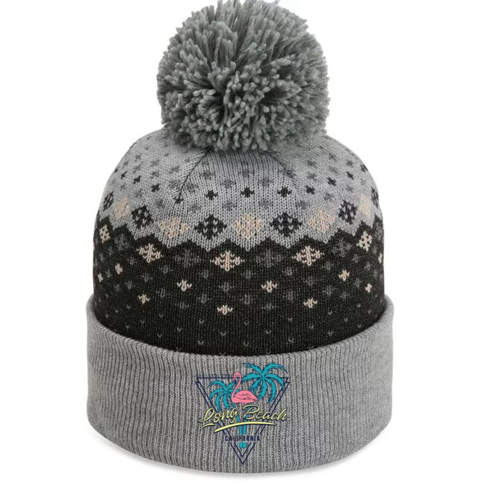 Long Beach California Retro Vibe The Baniff Cuffed Pom Beanie