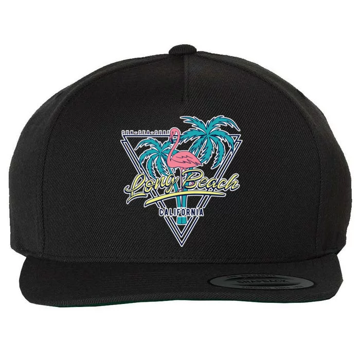 Long Beach California Retro Vibe Wool Snapback Cap