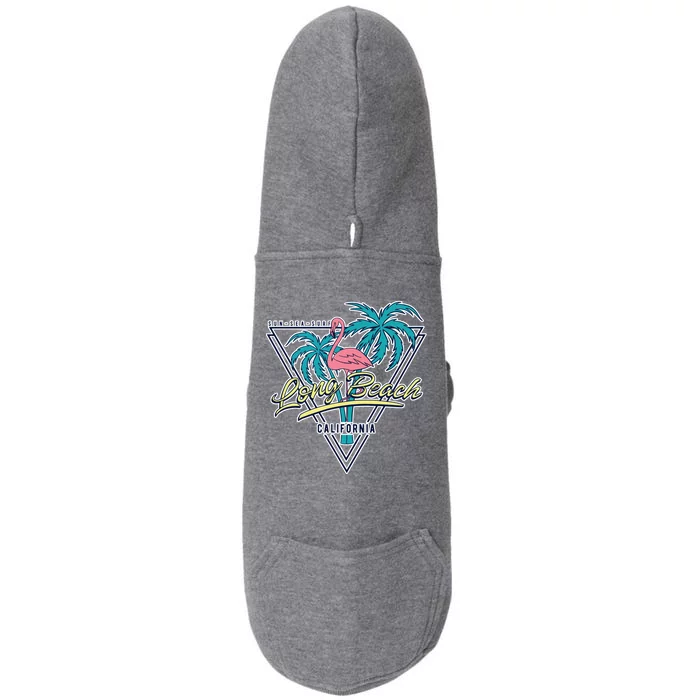 Long Beach California Retro Vibe Doggie 3-End Fleece Hoodie