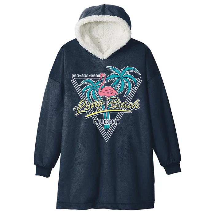 Long Beach California Retro Vibe Hooded Wearable Blanket