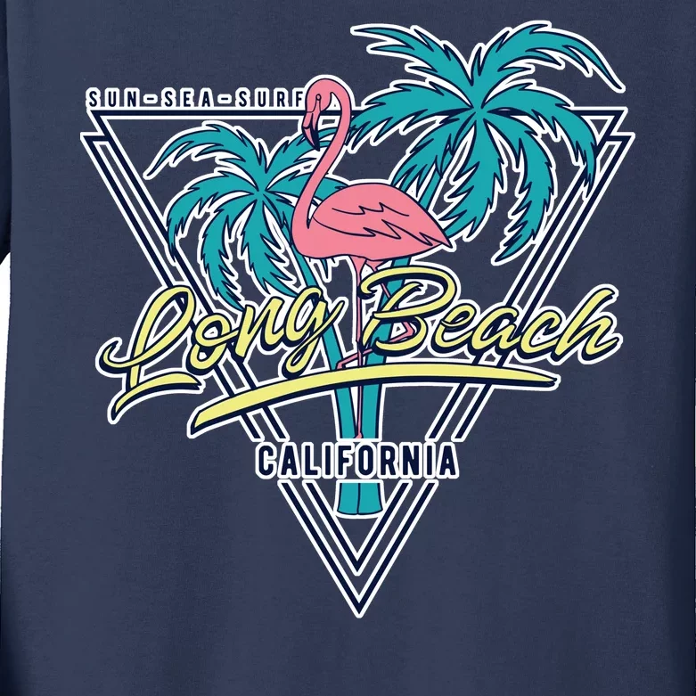 Long Beach California Retro Vibe Kids Long Sleeve Shirt