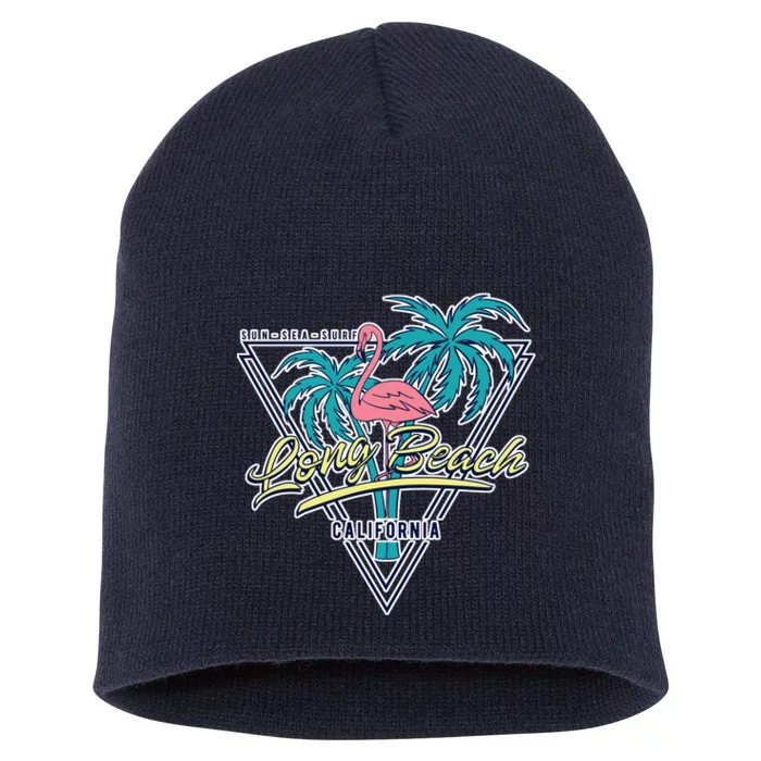 Long Beach California Retro Vibe Short Acrylic Beanie