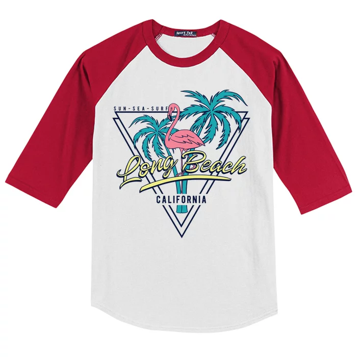 Long Beach California Retro Vibe Kids Colorblock Raglan Jersey