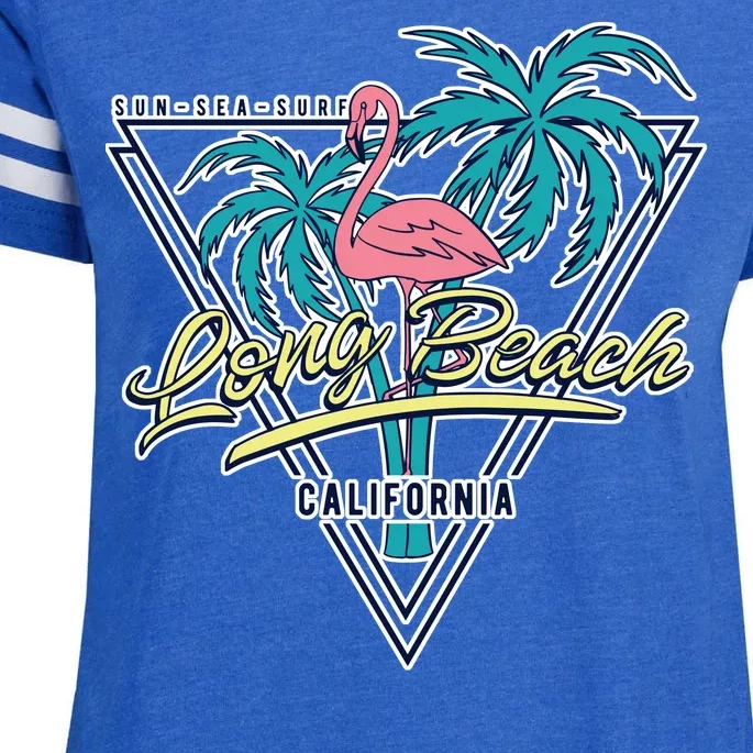 Long Beach California Retro Vibe Enza Ladies Jersey Football T-Shirt