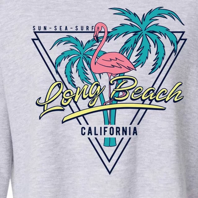 Long Beach California Retro Vibe Cropped Pullover Crew