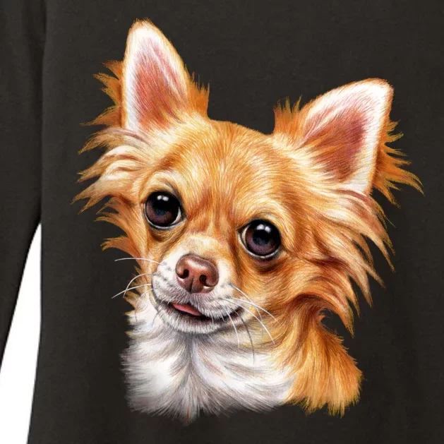 Long Haired Chihuahua Womens CVC Long Sleeve Shirt