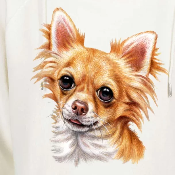 Long Haired Chihuahua Womens Funnel Neck Pullover Hood