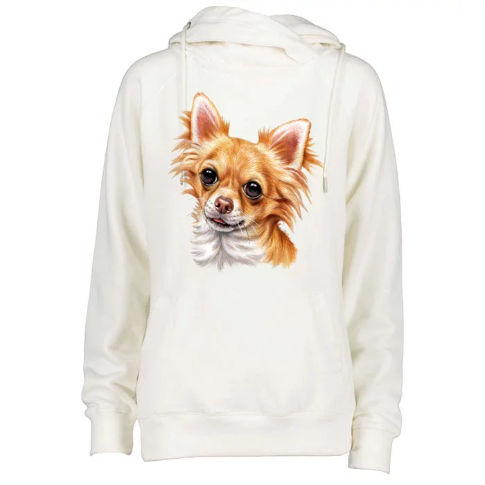 Long Haired Chihuahua Womens Funnel Neck Pullover Hood