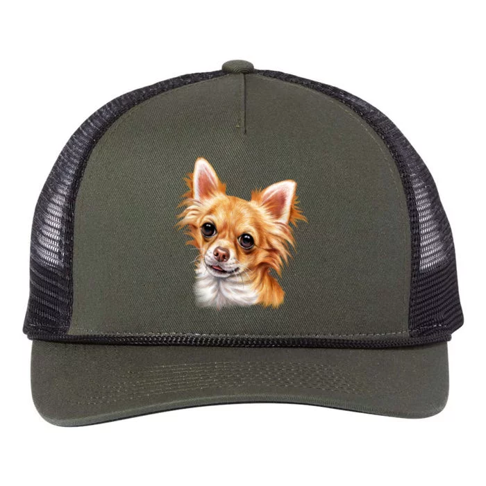 Long Haired Chihuahua Retro Rope Trucker Hat Cap