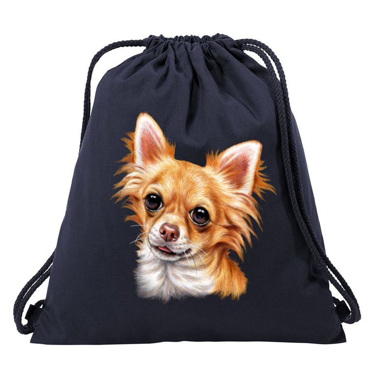 Long Haired Chihuahua Drawstring Bag