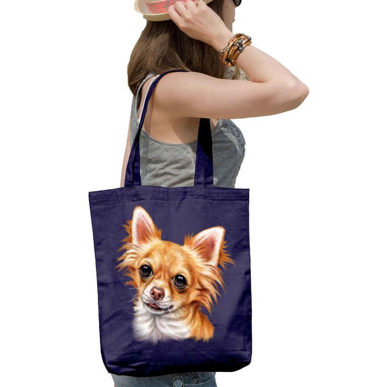 Long Haired Chihuahua Tote Bag